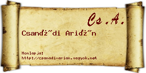 Csanádi Arián névjegykártya